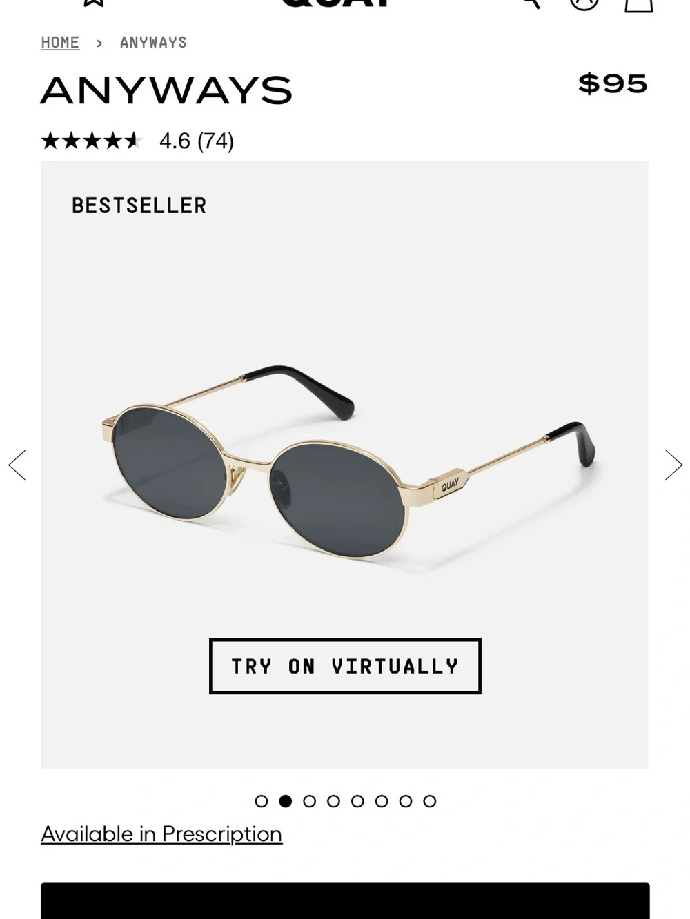 Quay Australia Gold Frame Sunglasses with Black Lenses